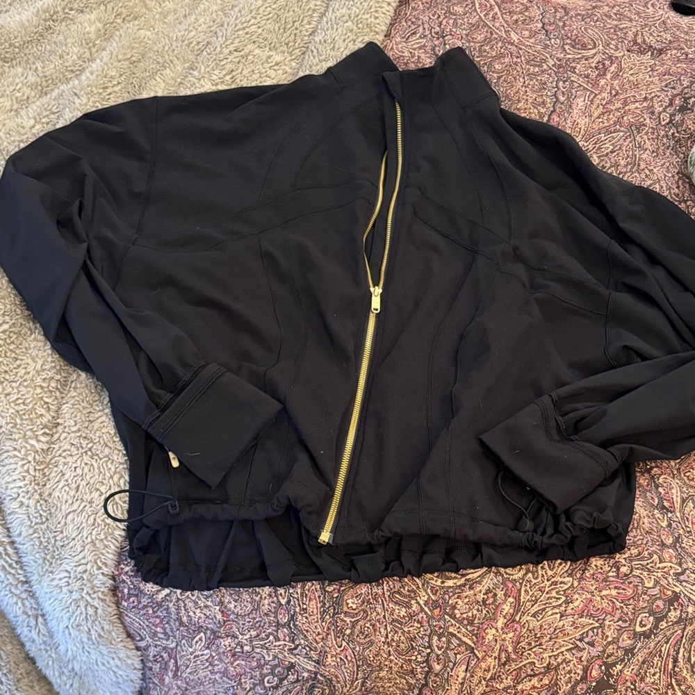 lululemon athletica Black Bomber Jacket with Gold Zipper
